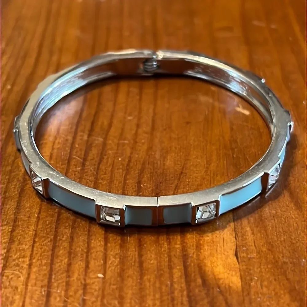 Bundle Sale 3 for $15 | Baby Blue Enamel |  Rhinestone Hinge Bracelet